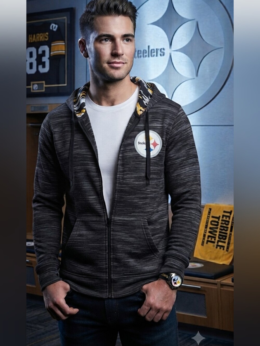 NFL Pittsburgh Steelers Full Zip Hoodie XL - Black & Gold